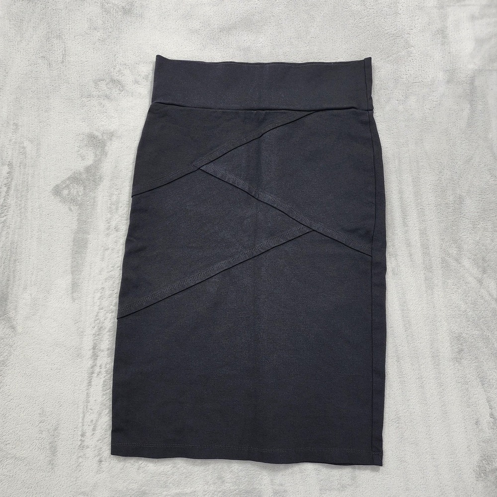 Labijou Skirt Womens S‎ Black Knit Pencil Knee Length Pull On Stretch Layered